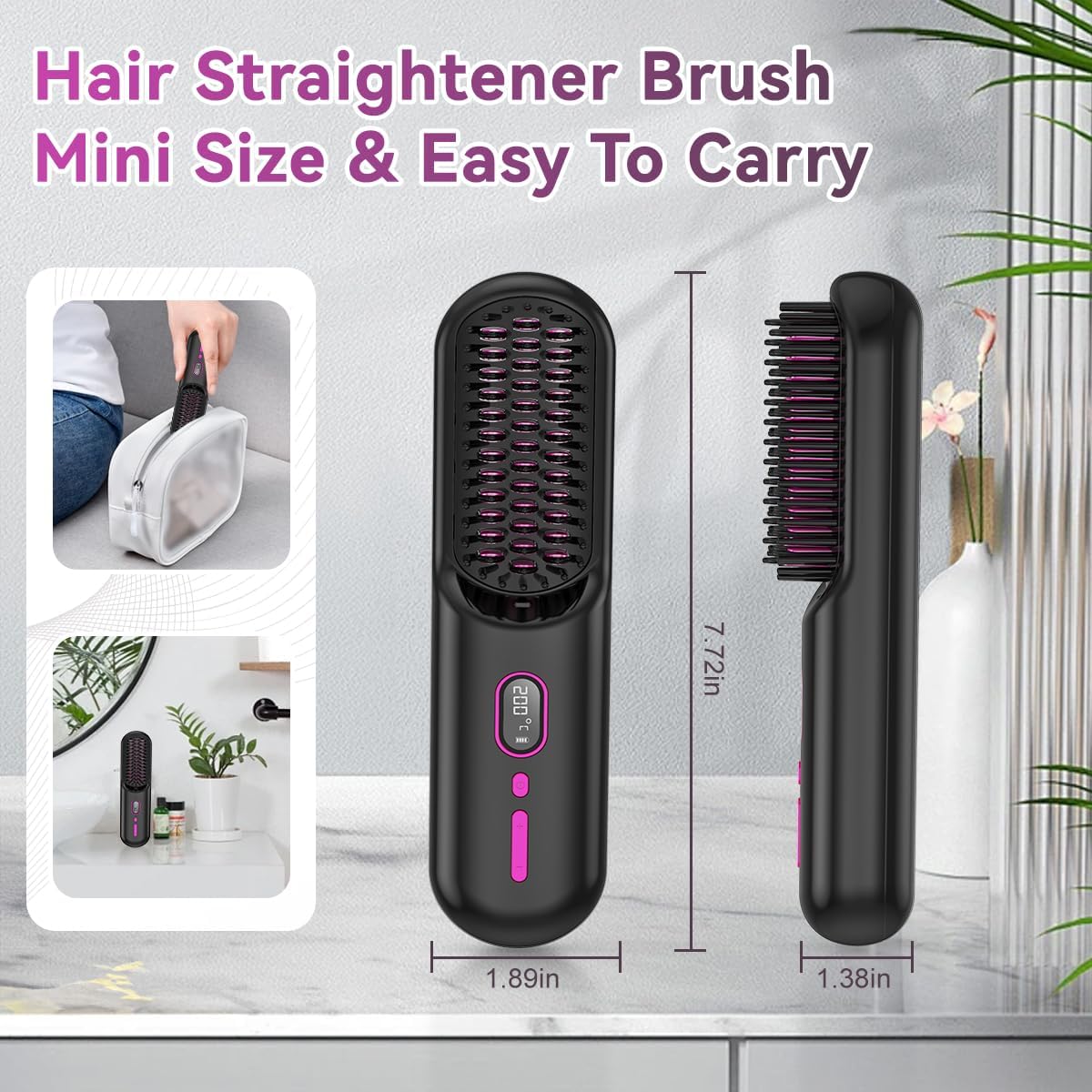 Portable Wireless Hair Straightener Comb