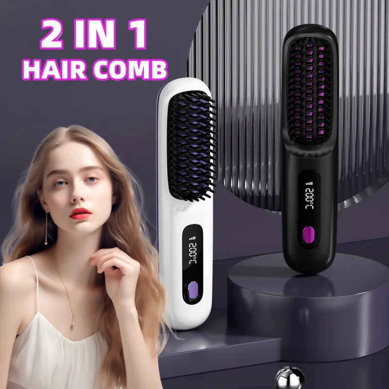 Portable Wireless Hair Straightener Comb